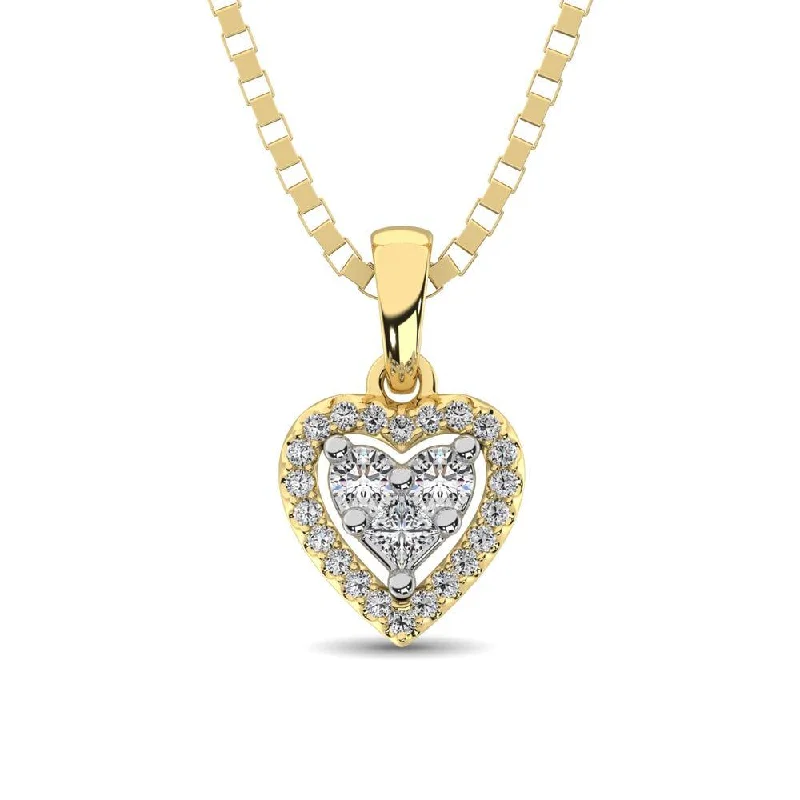 Women’s vintage coin necklace-10K Yellow Gold 1/6 Ct.Tw. Diamond Heart Pendant