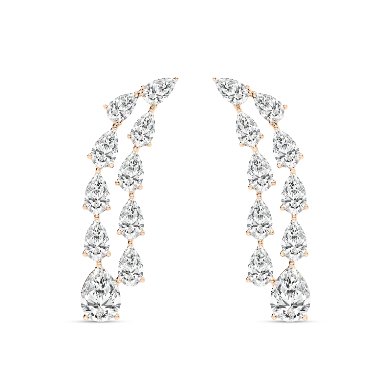 Women’s classic silver earrings-Cascading Pear Drop Earrings