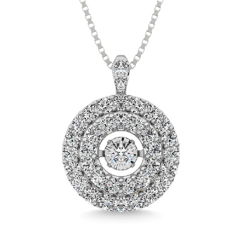 Women’s statement necklace-14K White Gold 2/5 Ct.Tw. Moving Diamond Pendant