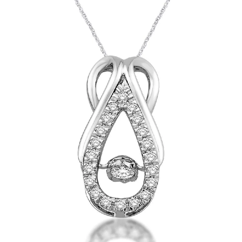 Women’s elegant chain necklace-10K White Gold 1/3 Ct.Tw.Moving Diamond Fashion Pendant