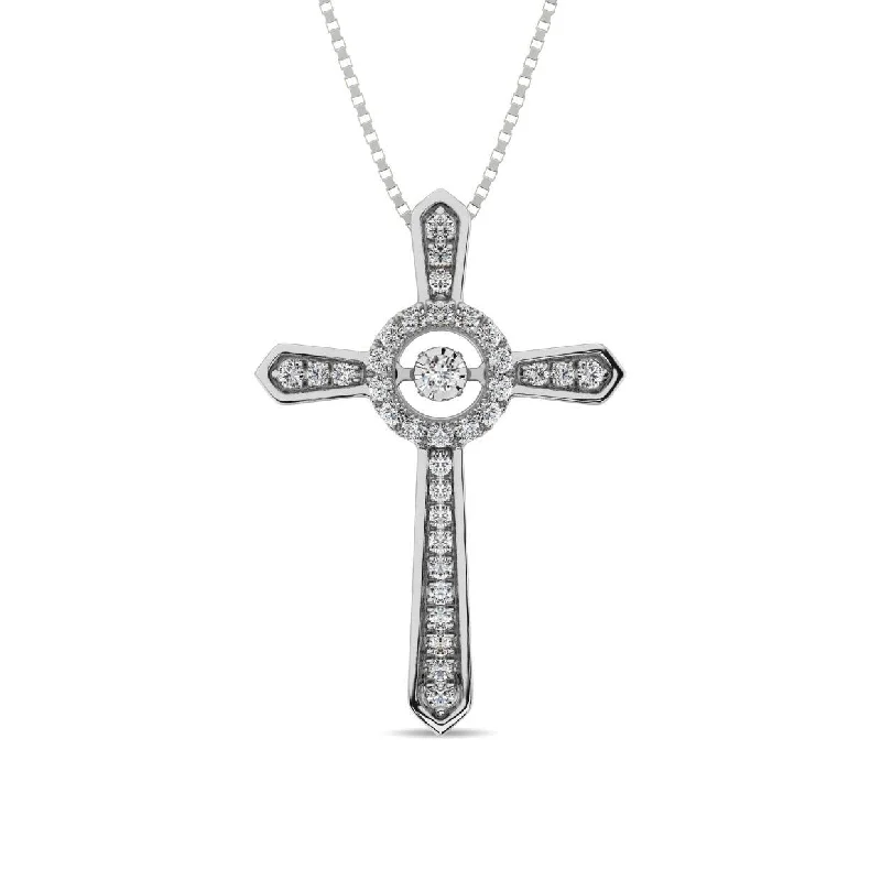 Women’s double chain necklace-Diamond 1/5 Ct.Tw. Cross Pendant in 10K White Gold