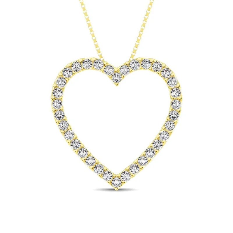 Women’s delicate necklace-10K Yellow Gold Diamond 1/2 Ct.Tw. Heart Pendant