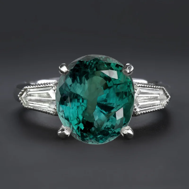 Women’s stackable engagement ring-4.16c GIA CERTIFIED ALEXANDRITE DIAMOND COCKTAIL RING PLATINUM GREEN PURPLE OVAL