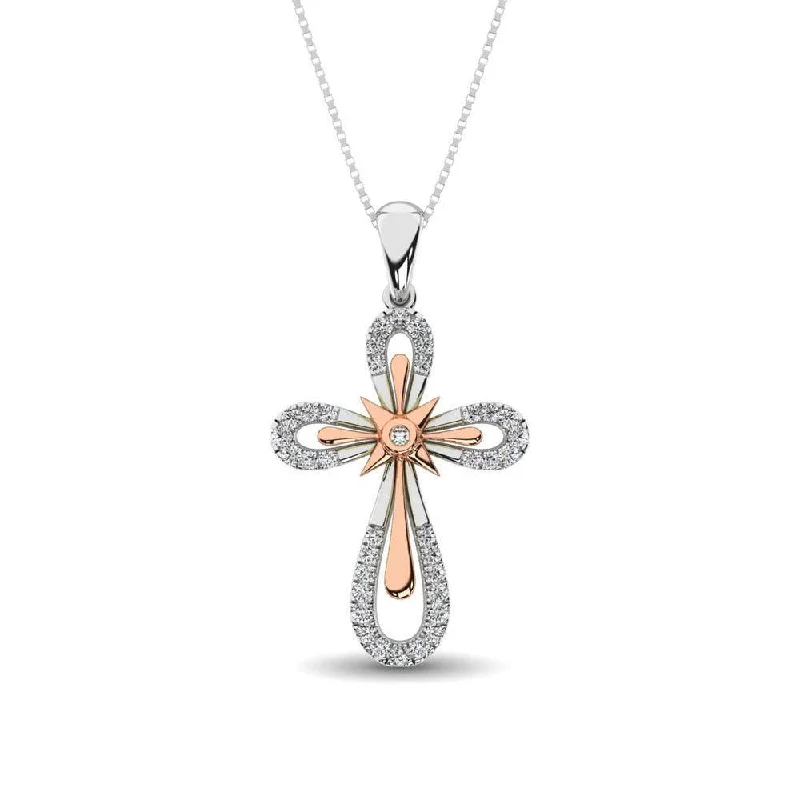 Women’s black diamond necklace-10K Two Tone 1/5 Ct.Tw. Diamond Cross Pendant