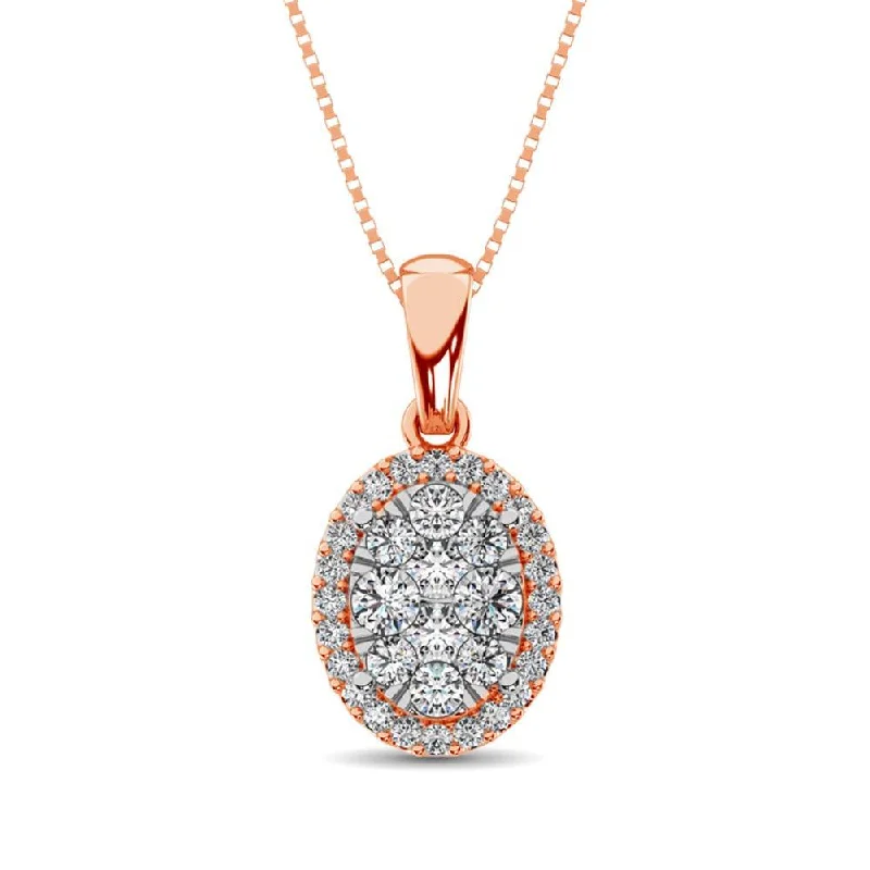 Women’s silver heart necklace-Diamond Fashion Pendant 5/8 ct tw Round Cut in 14K Rose Gold