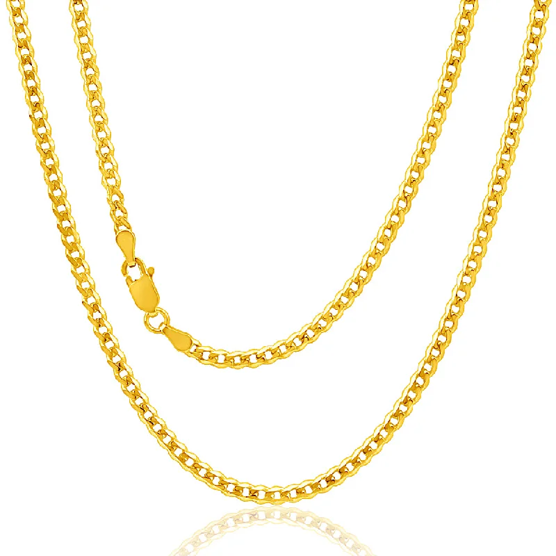 Women’s gemstone necklace-9ct Yellow Solid Gold 50cm  Curb Chain 80 Gauge