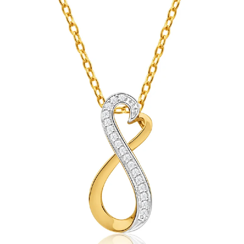 Women’s layered chain necklace-9ct Yellow Gold Infinite Love Diamond Pendant