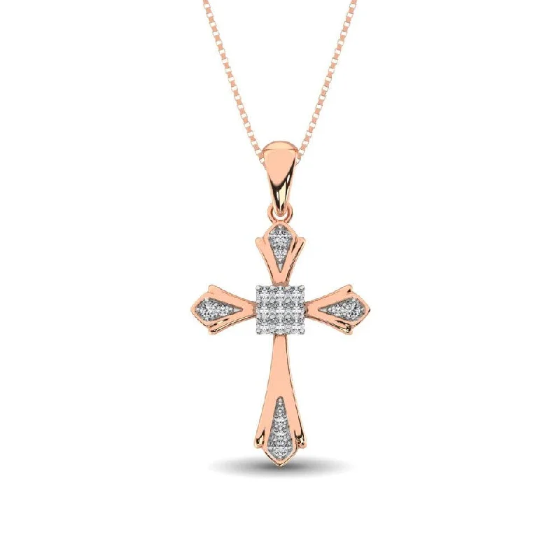 Women’s adjustable necklace-14K Rose Gold 1/6 Ct.Tw. Diamond Cross Pendant