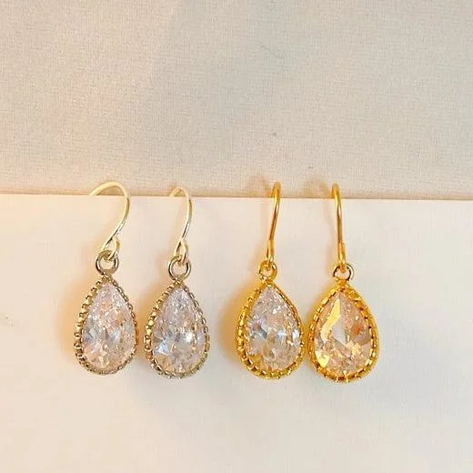 Women’s gold chain earrings-CZ Cubic Zirconia Earrings