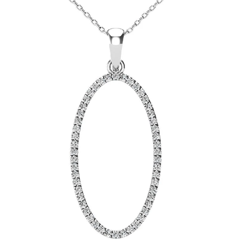 Women’s sterling silver necklace-Diamond 1/5 Ct.Tw Oval Shape Pendant in 10K White Gold