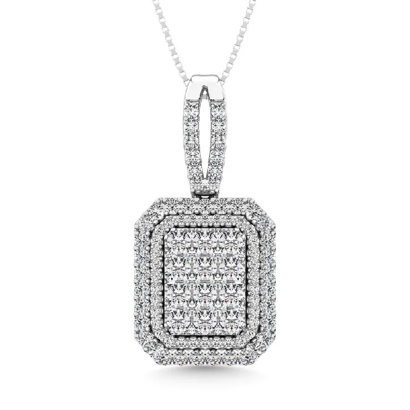 Women’s statement pendant necklace-Diamond 1 3/4 Ct.Tw. Cluster Pendant in 14K White Gold