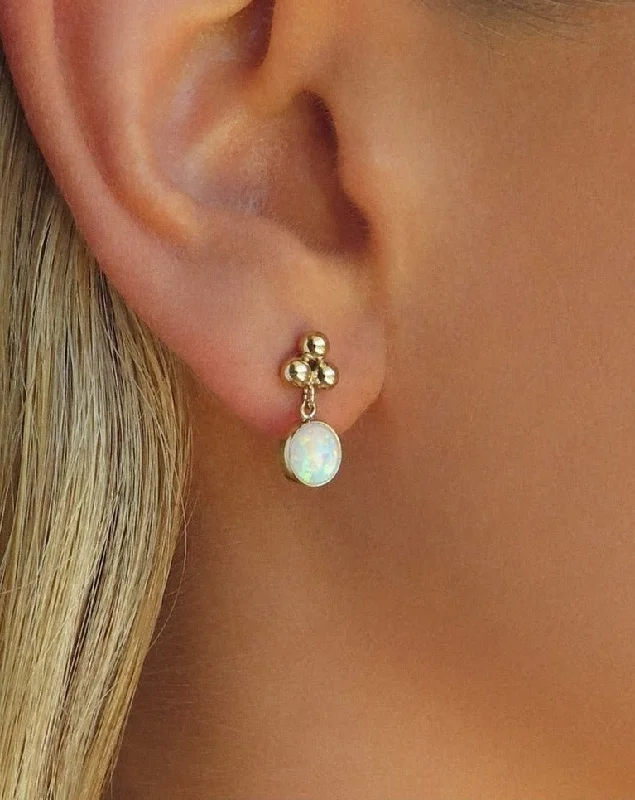 Women’s geometric earrings-Trinity Bello Opal Stud Earrings  - 14k Yellow Gold Fill