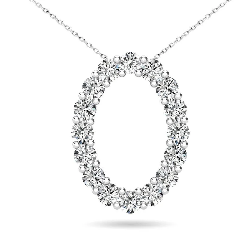 Women’s symbol necklace-Diamond 3/8 Ct.Tw. Oval Shape Pendant in 14K White Gold