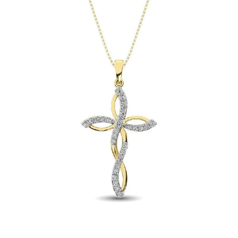 Women’s butterfly necklace-Diamond 1/5 Ct.Tw Twist cross Pendant