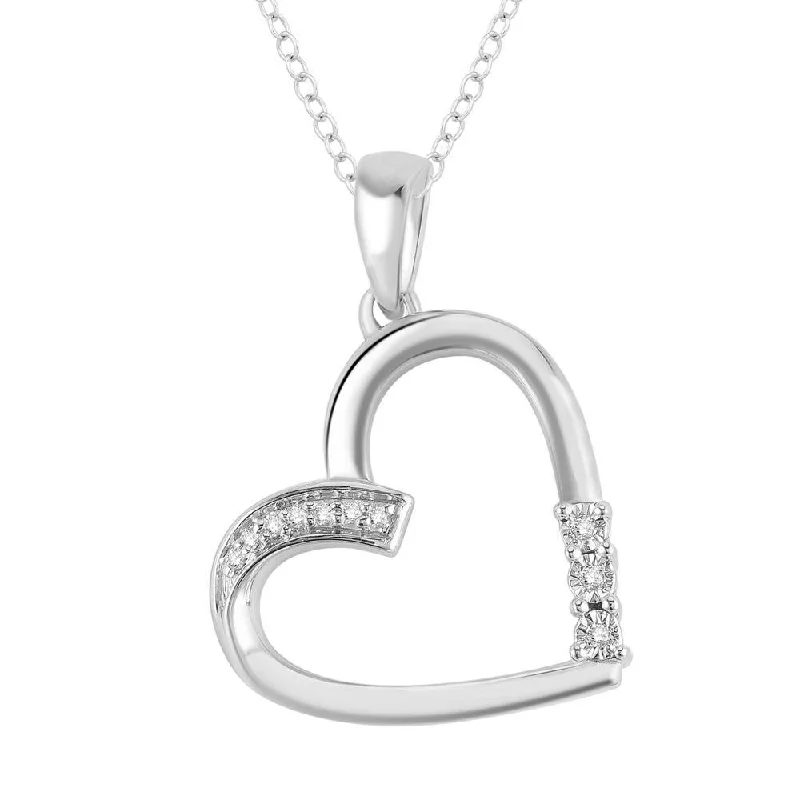 Women’s chain necklace-Sterling Silver Diamond Accent Heart Pendant