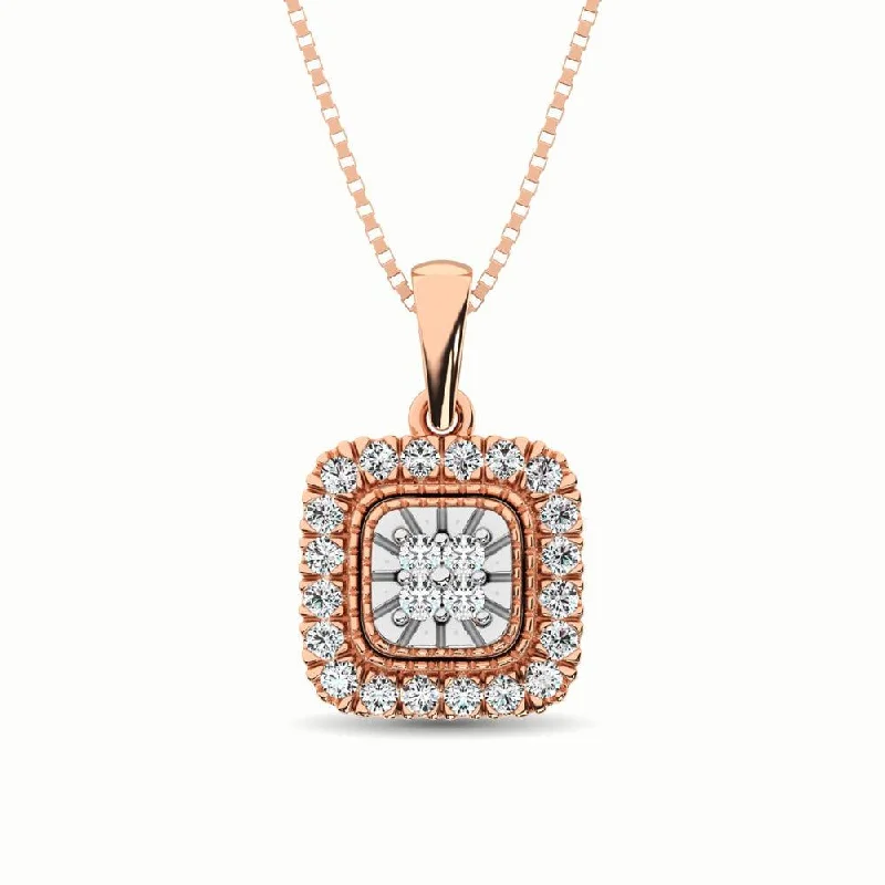 Women’s flower necklace-10K Rose Gold 1/6 Ct.Tw. Diamond Pendant