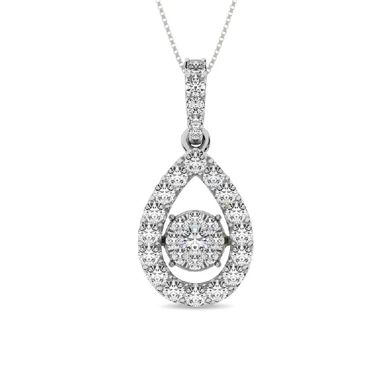 Women’s sapphire pendant necklace-Moving Diamond 5/8 ct tw Pendant in 14K White Gold