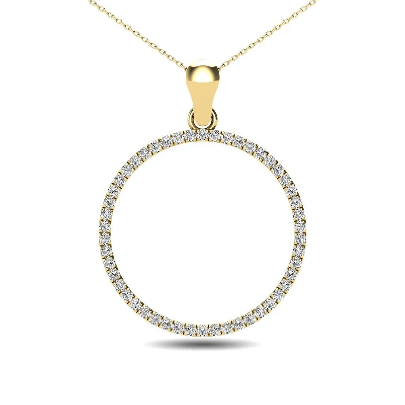 Women’s chunky gemstone necklace-10K Yellow Gold 1/6 Ct.Tw. Diamond Circle Pendant