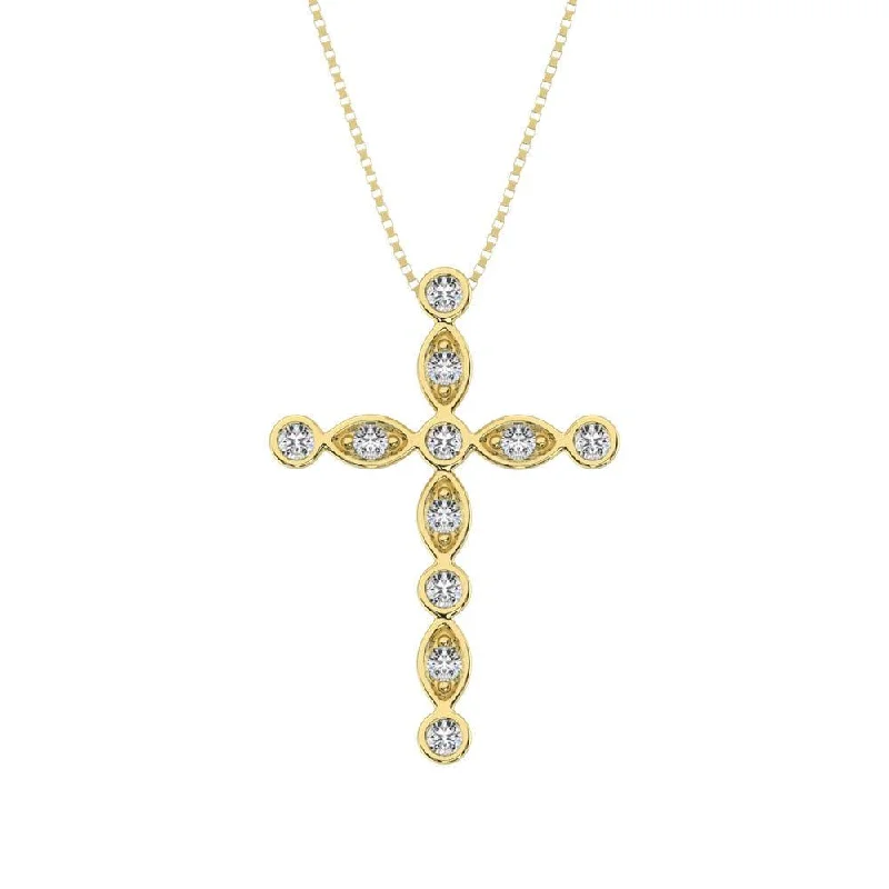 Women’s modern necklace-10K Yellow Gold 1/6 Ct.Tw. Diamond Cross Pendant