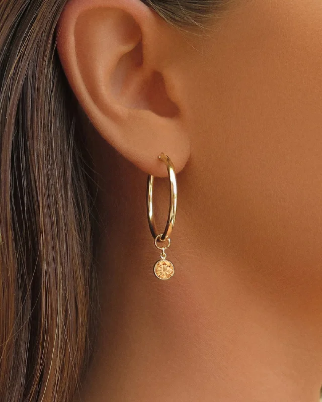 Women’s minimalist earrings-Large Cognac CZ Thick Hoop Earrings