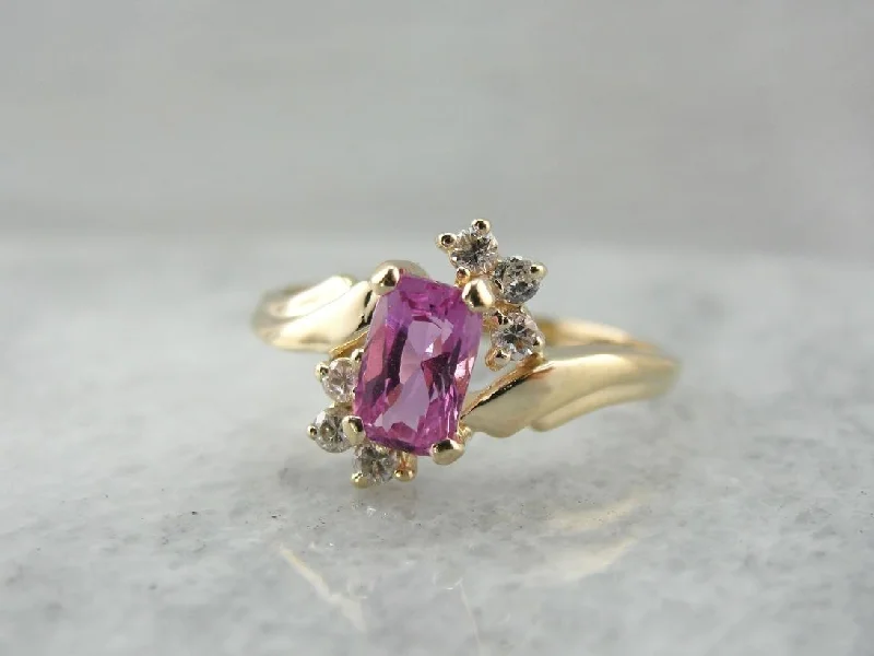 Women’s luxurious sapphire engagement ring-Pink Sapphire and Diamond Dinner Ring