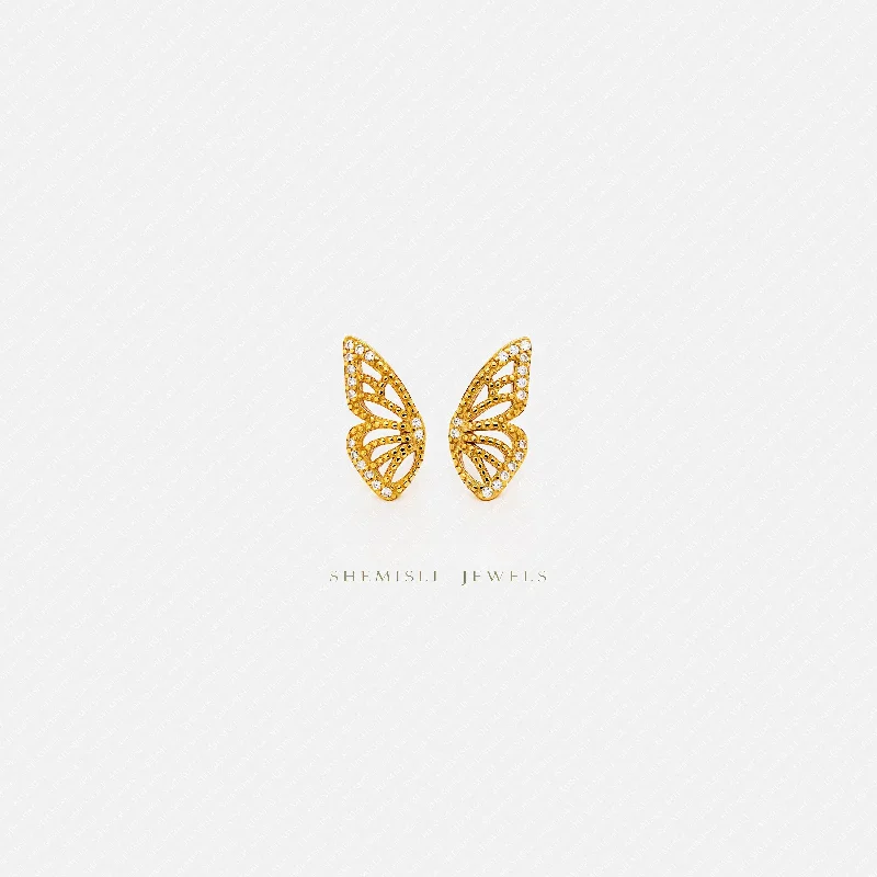 Women’s gold stud earrings-Half Butterfly Studs Earrings, Gold, Silver SHEMISLI - SS440 LR