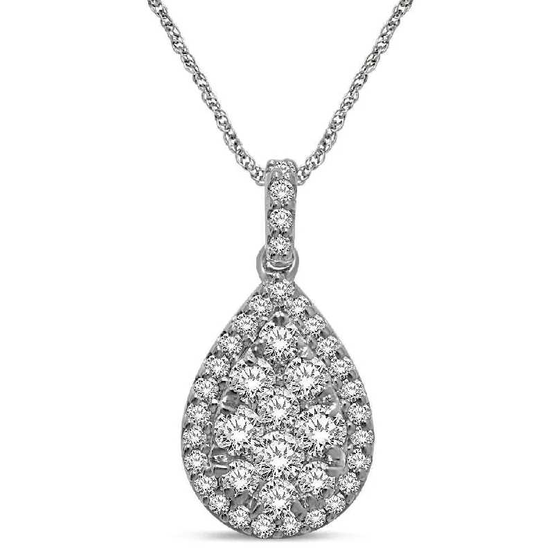 Women’s chain necklace-14K White Gold 1 1/5 Ctw Diamond Fashion Pendant