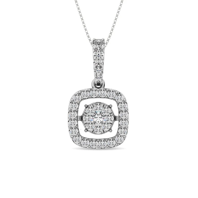 Women’s two-tone necklace-Diamond 1 Ct.Tw. Shimmering Pendant in 14K White Gold