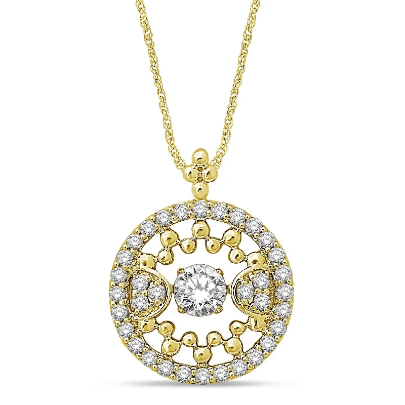 Women’s diamond heart necklace-14K Yellow Gold 3/4 Ctw Diamond Fashion Pendant