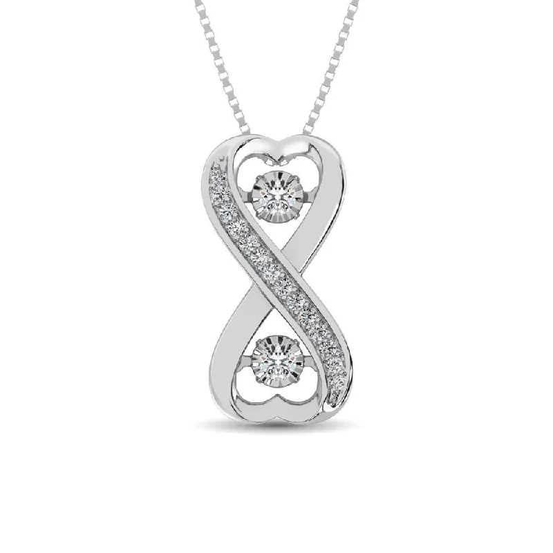 Women’s double pendant necklace-Sterling Silver 1/5 Ct.Tw.Moving Diamond Fashion Pendant