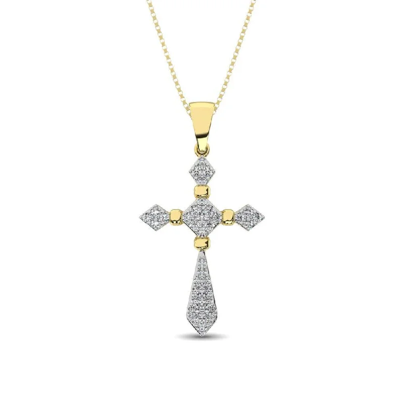 Women’s charm necklace-14K Yellow Gold 1/5 Ct.Tw. Diamond Cross Pendant