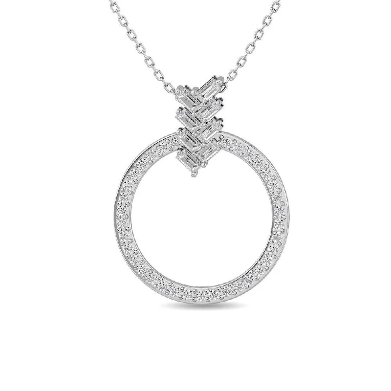 Women’s vintage-inspired necklace-Diamond 1/4 Ct.Tw. Open Circle Fashion Pendant in 10K White Gold