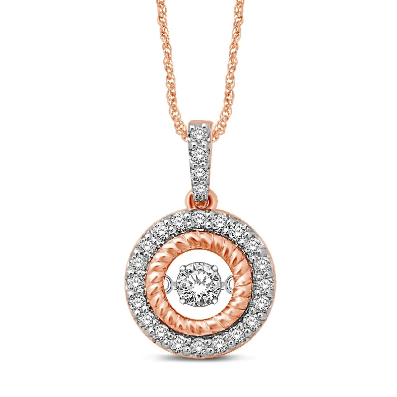 Women’s fashion statement necklace-10K Rose Gold 2/5 Ctw Diamond Fashion Pendant