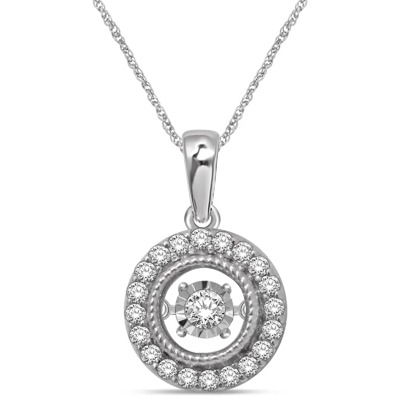 Women’s fine gold necklace-10K White Gold 1/4 Ctw Moving Diamond Pendant