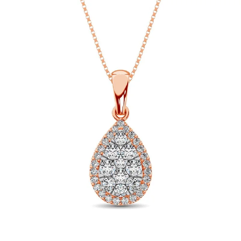 Women’s silver necklace-Diamond Fashion Pendant 5/8 ct tw Round Cut in 14K Rose Gold