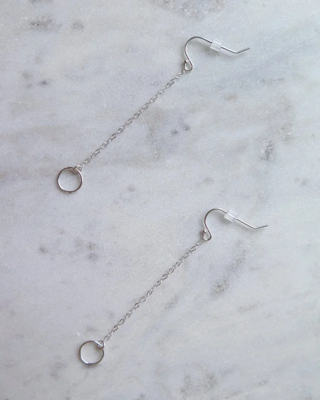 Women’s silver dangling earrings-Ring Drop Earrings  - Sterling Silver