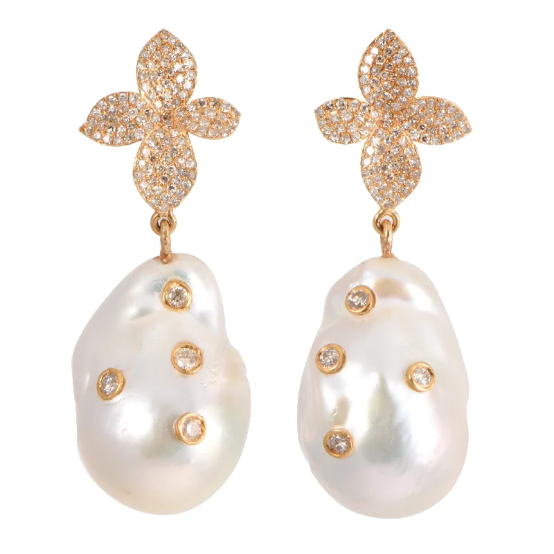 Women’s diamond hoop earrings-Pearl Drops