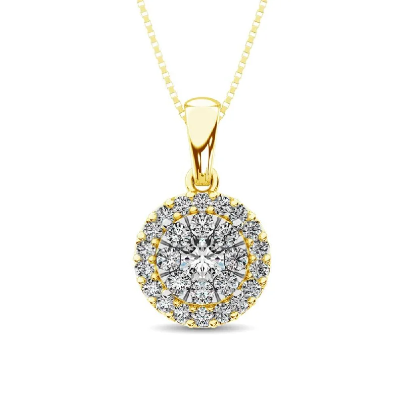 Women’s pendant necklace-Diamond Fashion Pendant 5/8 ct tw Round Cut in 14K Yellow Gold