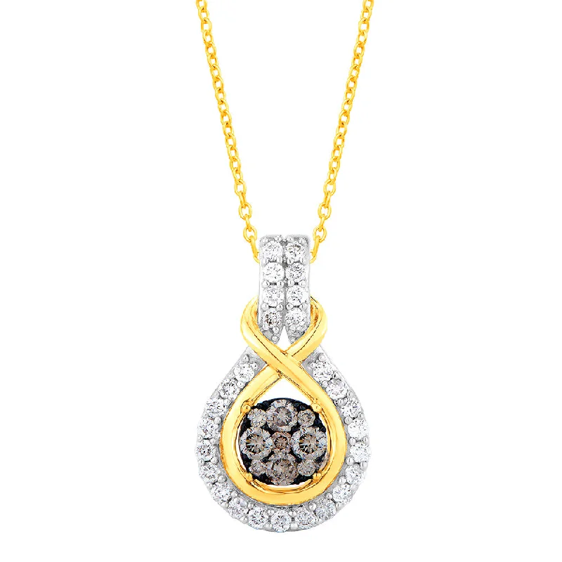 Women’s modern necklace-9ct Yellow Gold 1/2 Carat Diamond Pendant with 36 Australian Diamonds on 9ct 45cm Chain