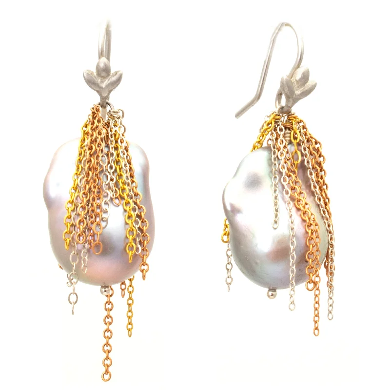 Women’s minimalist gold earrings-Fringe Drops