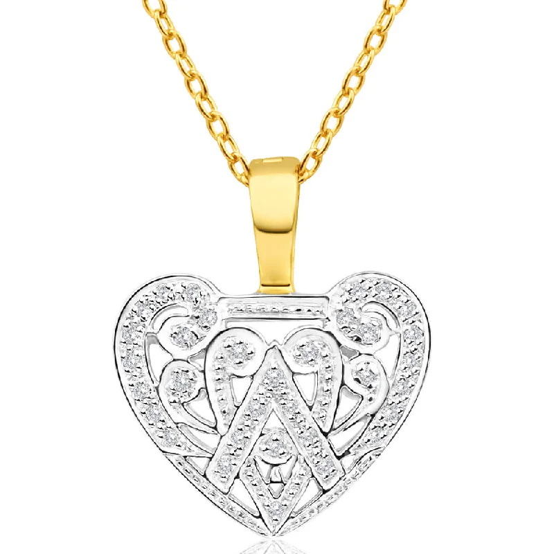 Women’s layered chain necklace-9ct Yellow Gold Delightful Diamond Pendant