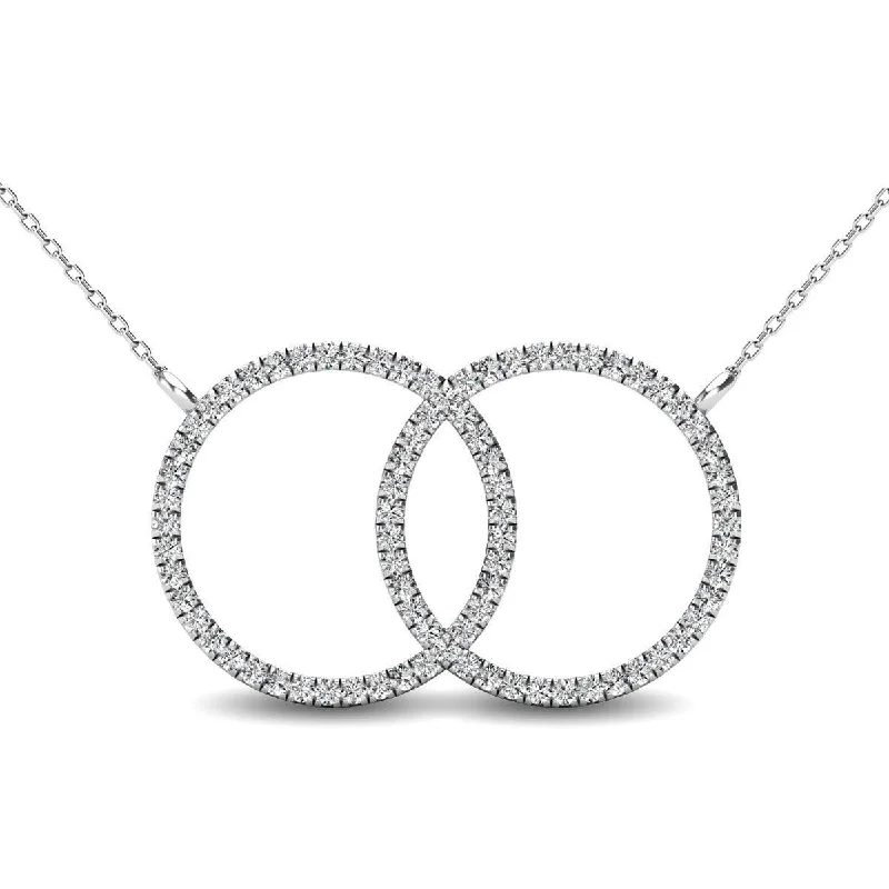 Women’s moon necklace-Diamond 1/5  Ct.Tw. Double circle Pendant