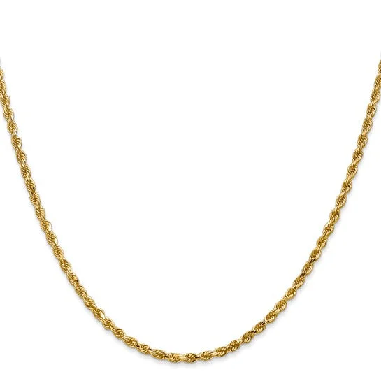 Women’s pearl necklace-14K Solid Rope Chain 2.25MM 18"