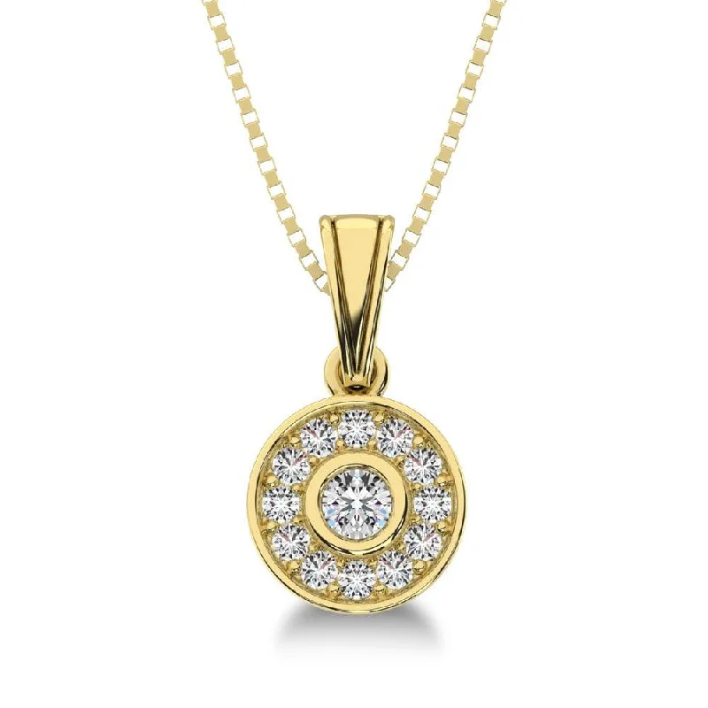 Women’s infinity pendant necklace-10K Yellow Gold 1/6 Ct.Tw. Diamond Round Shape Pendant