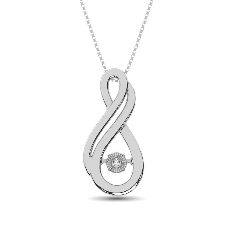 Women’s diamond necklace-Sterling Silver Moving Diamond Accent Infinity Pendant