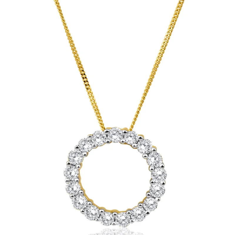 Women’s infinity necklace-Flawless Cut 9ct Yellow Gold Diamond Circle Of Life Pendant With Chain (TW=1/2 Carat)