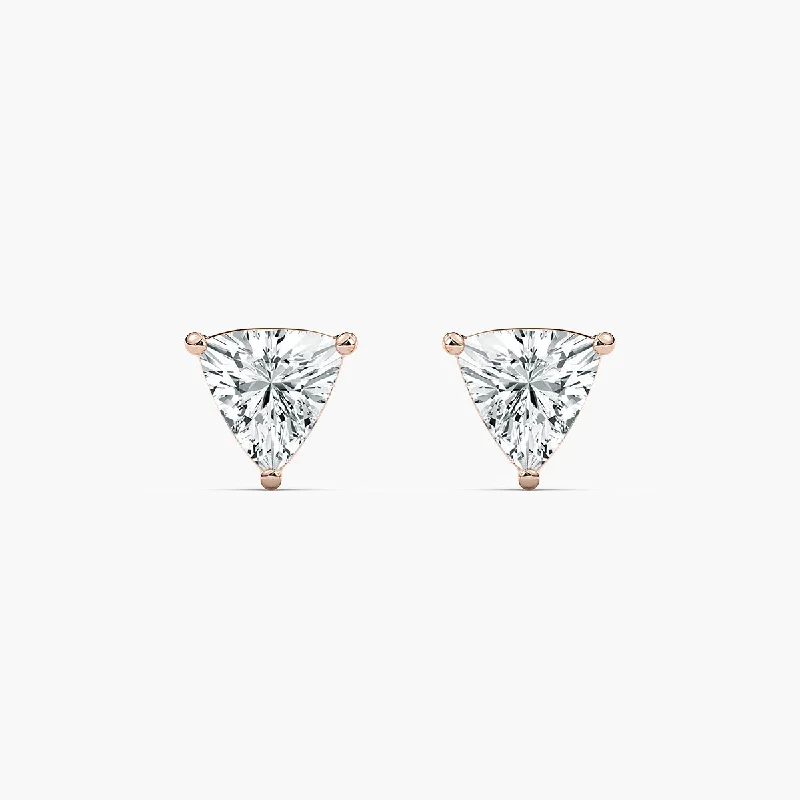 Women’s custom earrings-Trillion Lab Grown Diamond Stud Earrings