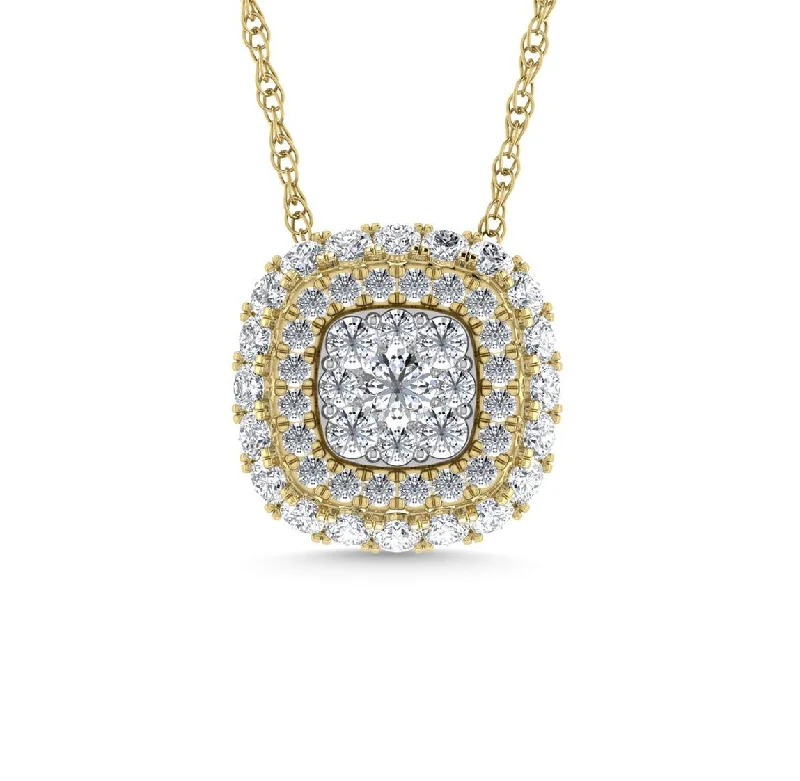 Women’s moon and star necklace-Diamond 1/2 Ct.Tw. Cluster Fashion Pendant in 14K Two Tone Gold