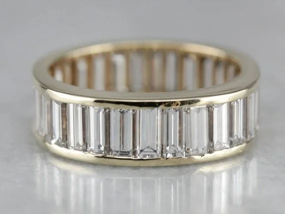 Women’s halo setting engagement ring-Modern Baguette Diamond Eternity Band