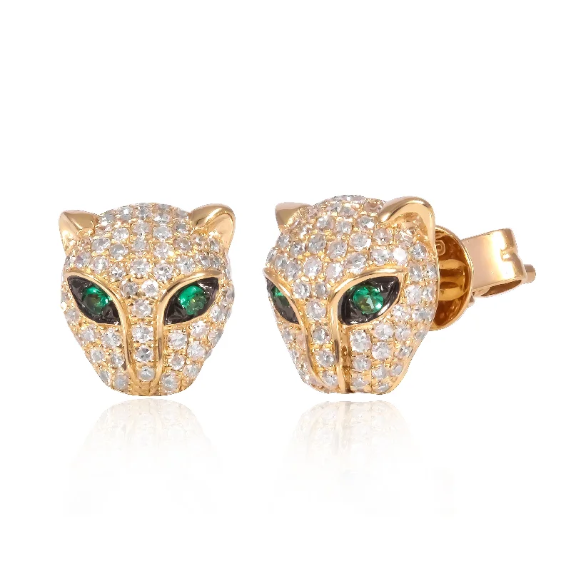 Women’s everyday earrings-Diamond Panther Studs